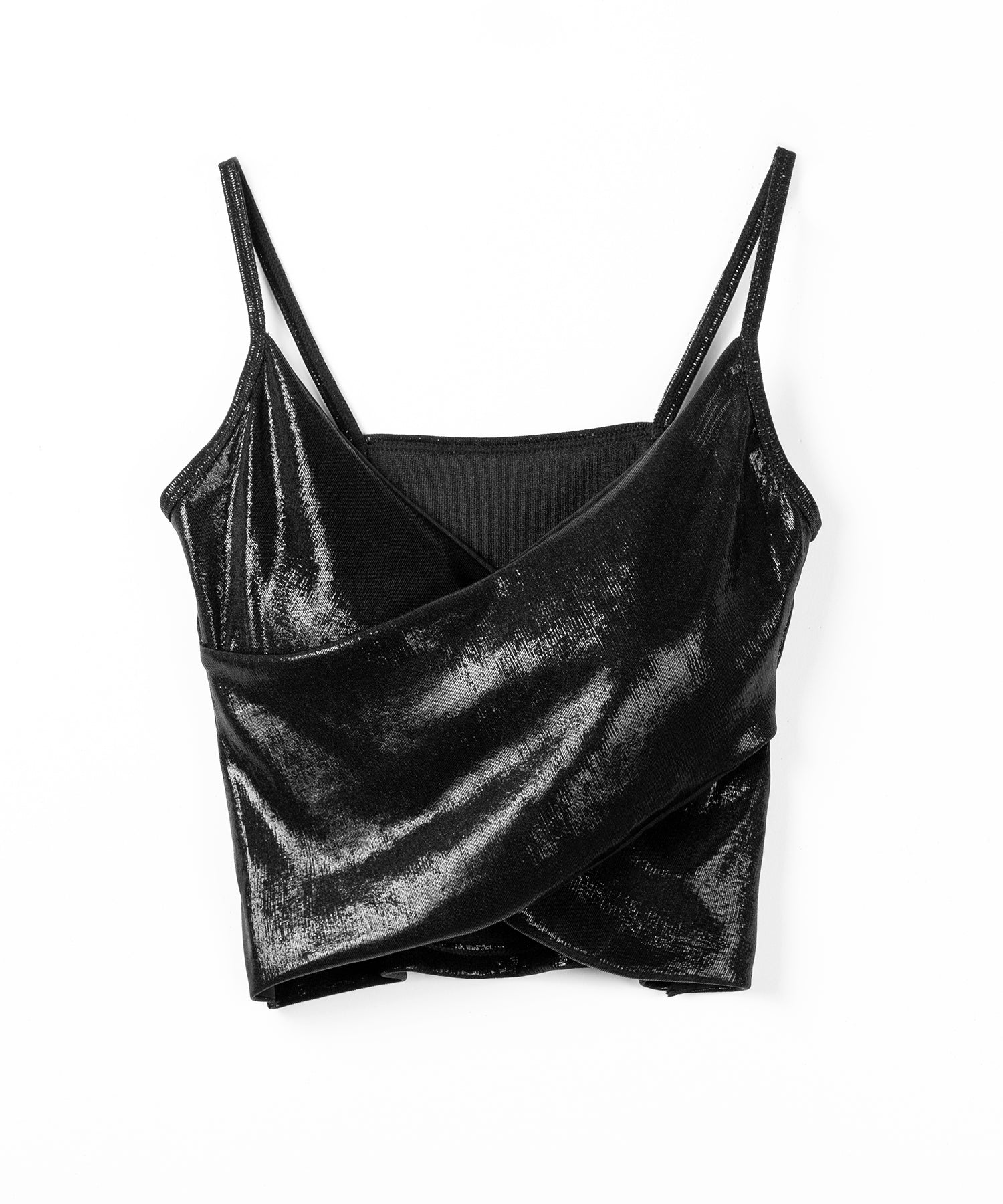 メタリックドレープクロスキャミソール ／ metallic drape cross camisole