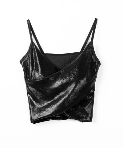 メタリックドレープクロスキャミソール ／ metallic drape cross camisole