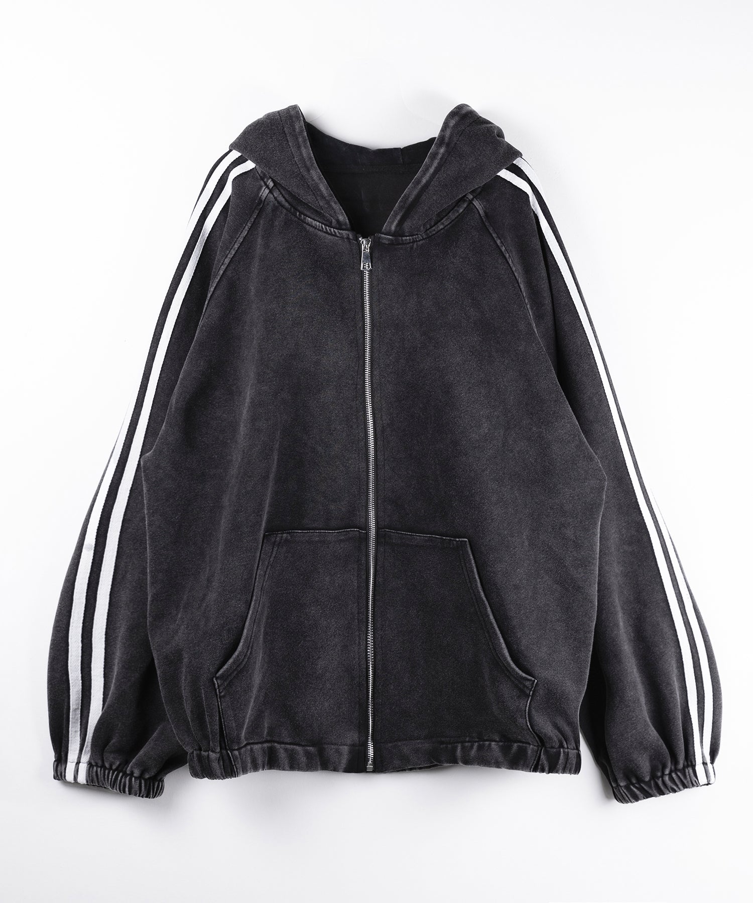 ピグメントヴィンテージ加工サイドラインジップアップパーカー ／ Pigment vintage side line zip-up hoodie