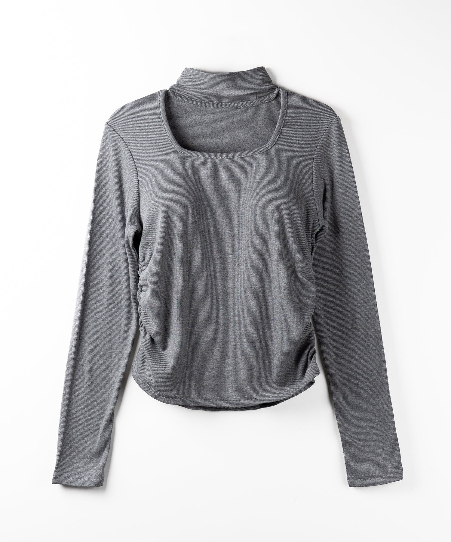 【 ３color ／ 裏起毛 】スクエアネックチョーカーシャーリングトップス ／ square neck choker shirring tops
