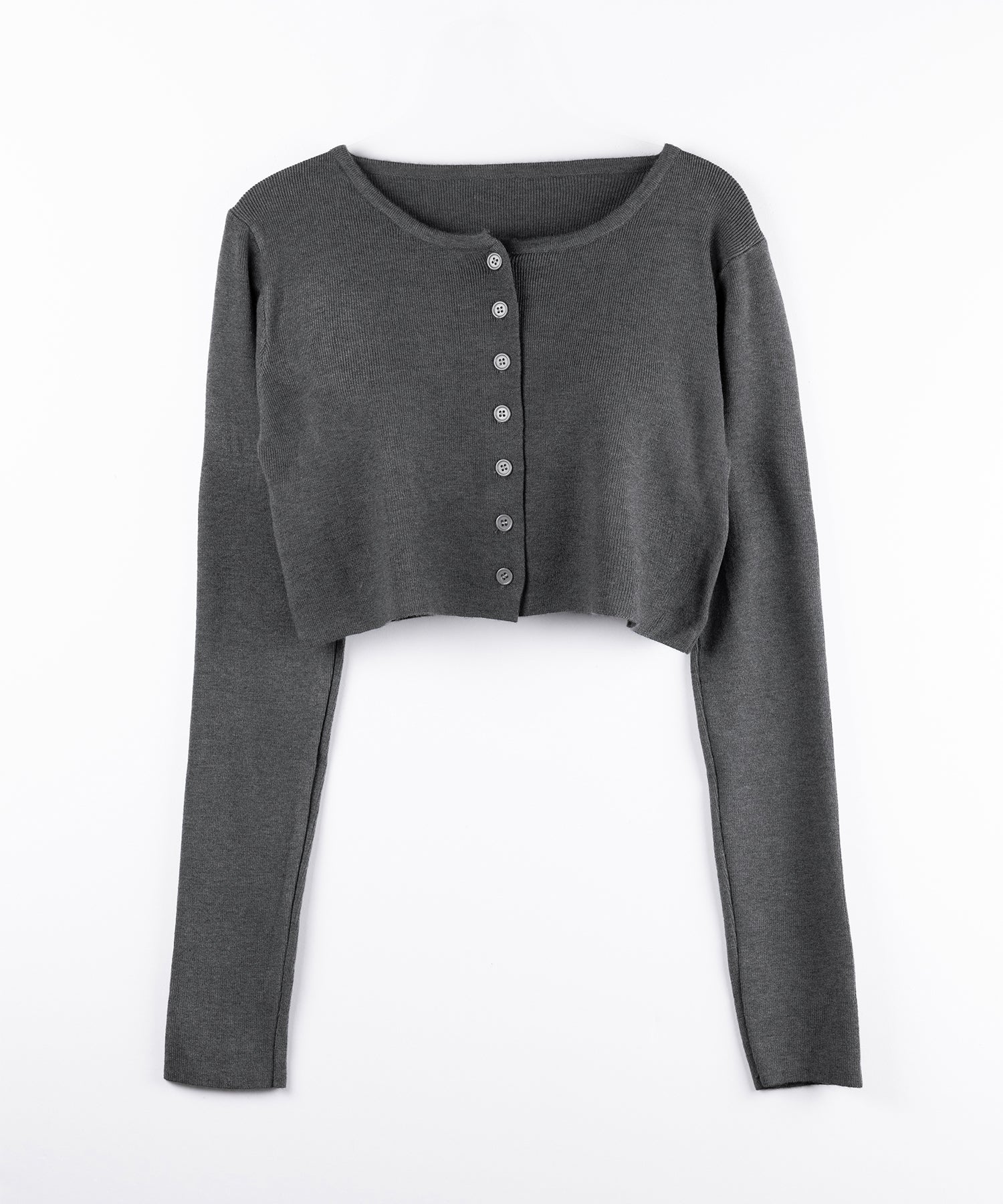 ミニボタンショートリブニットカーディガン ／ mini button short rib knit cardigan