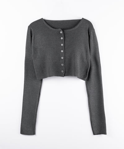 ミニボタンショートリブニットカーディガン ／ mini button short rib knit cardigan