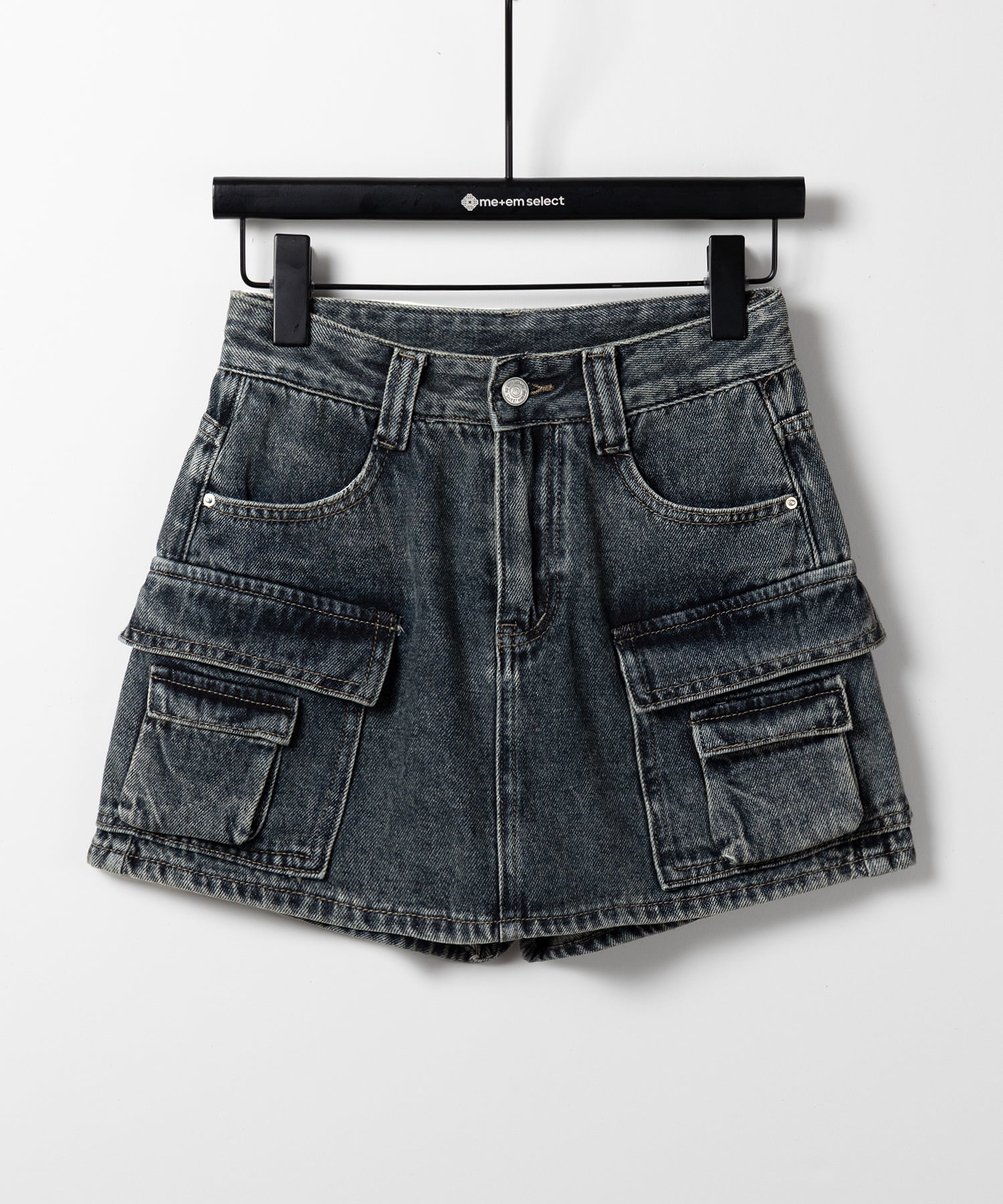 【 ３size ／ ２color 】ダブルポケットヴィンテージカーゴデニムミニスカパン ／ double pocket vintage cargo denim mini skirt pants