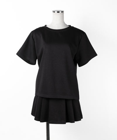 【 セットアップ 】オーバーサイズ半袖Ｔシャツ＋プリーツミニスカート SET ／( SETUP ) oversize shortsleeve Tee + pleated mini skirt SET