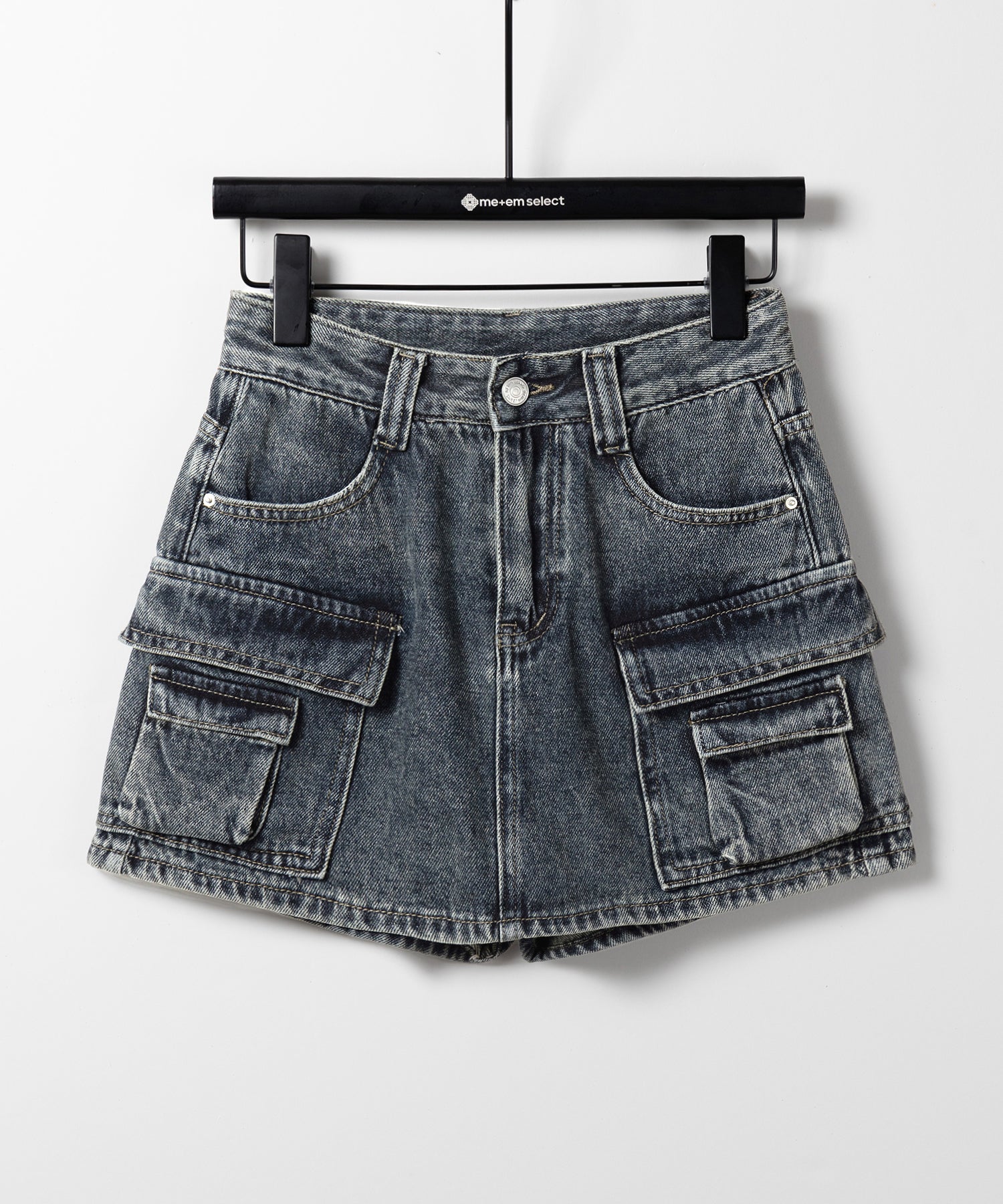 【 ３size ／ ２color 】ダブルポケットヴィンテージカーゴデニムミニスカパン ／ double pocket vintage cargo denim mini skirt pants
