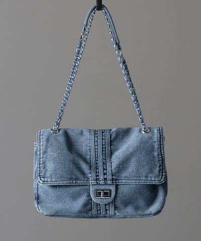 【 ２color 】センターラインウォッシュデニムショルダーバッグ ／ centerline washed denim shoulder bag