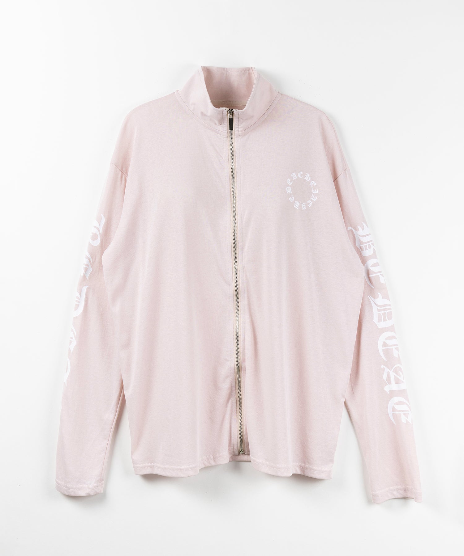 グランジロゴスタンドジップアップオーバーシアートップス ／ grunge logo stand zipup over sheer tops