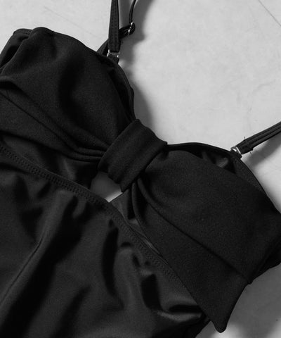 【 レディース水着 】フロントリボンカットアウトワンピース水着 ／ front ribbon cutout onepiece swimwear