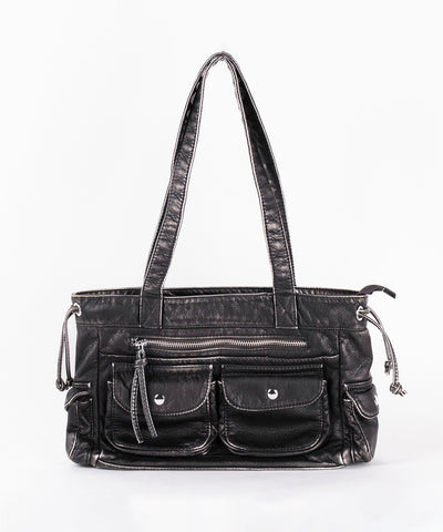【 ３color 】アウトポケットジップアップエンボスヴィンテージハンドバッグ ／ out pocket zipup embossed vintage handbag