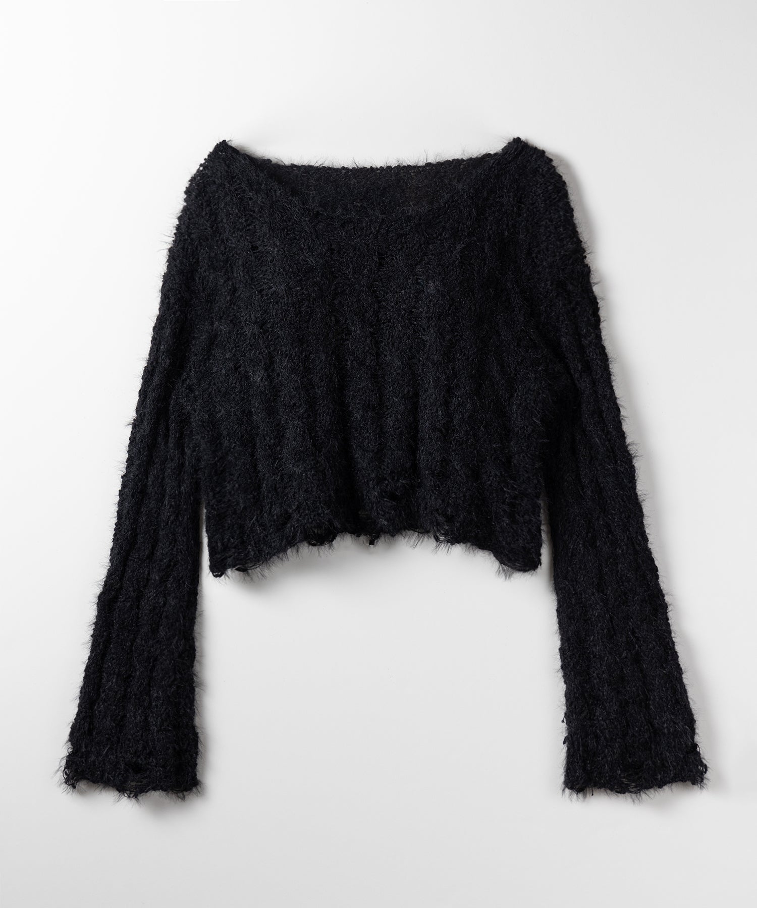 【 ２color 】マシュマロダメージショートニット ／ marshmallow damage short knit