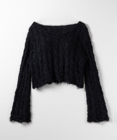 【 ２color 】マシュマロダメージショートニット ／ marshmallow damage short knit