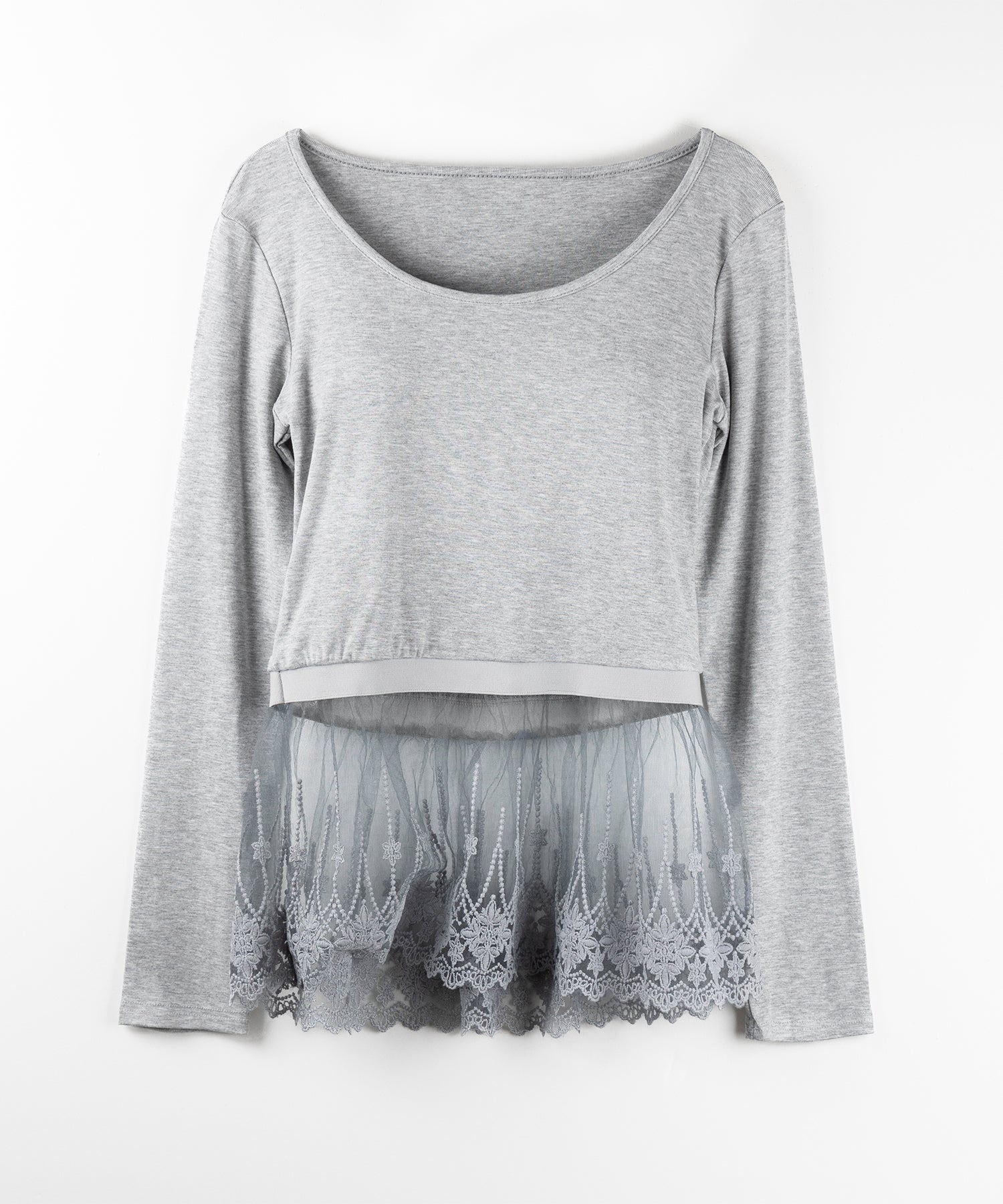 大人気新品セール ブ 2color lace hem ／ 】裾レースフリルレイヤード長袖トップス トップス