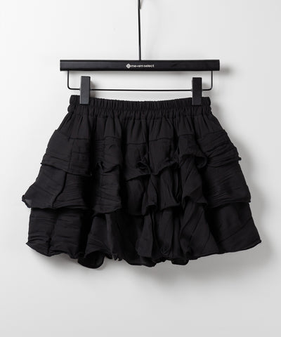 【 インパン裏地付 】３段クリンクルシアーフリルボリュームミニスカート ／ crinkle sheer frill volume mini skirt