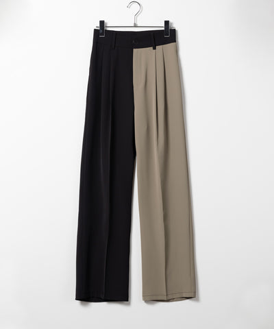 【 ５SIZE 】太ベルトハイウエストツートーンタックスラックス