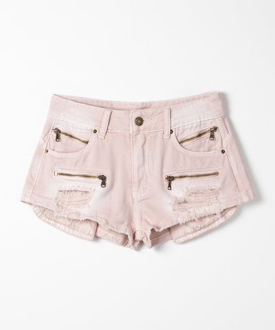 レースポケットダメージデニムマイクロショートパンツ／ lace pocket damage denim micro short pants