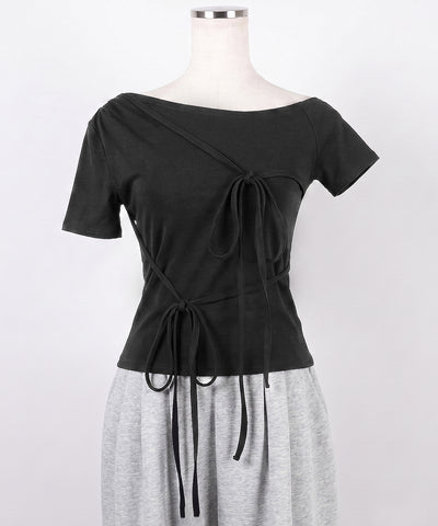 ストリングリボンスリムフィットTシャツ ／ string ribbon slim fit T-shirts