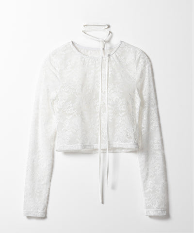 【 ２color 】ストラップリボンショートレーストップス ／ strap ribbon short lace tops