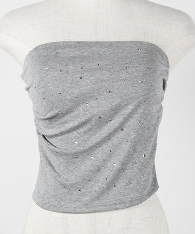 ラインストーンスリムフィットベアトップ ／ Rhinestone slim fit bare top