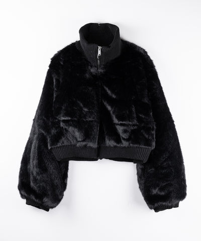 【 限定先行販売 】スタンドネックリブフェイクファーショートブルゾン ／ standneck lib fakefur short blouson