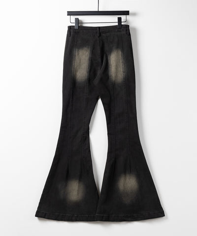 【４size 】ヴィンテージライクストレッチブラックフレアデニム ／ vintage like stretch black flare denim