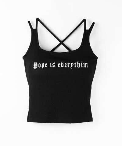 【 ２color 】グランジロゴバッククロスキャミソールトップス ／ grunge logo back logo camisole tops