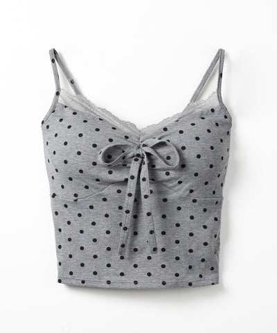 ドットレースフロントリボンキャミソール ／ Dot lace front ribbon camisole