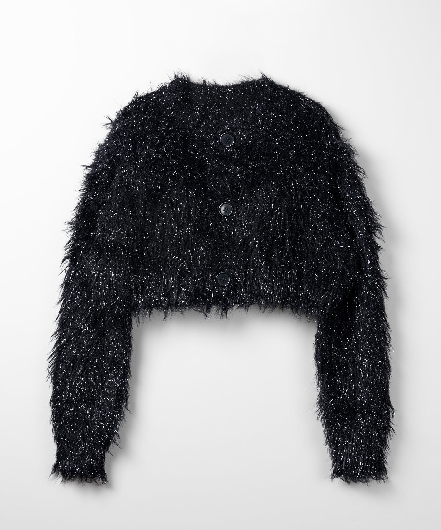 【 ２color 】ラメシャギーショートニットカーディガン ／ rame shaggy short knit cardigan
