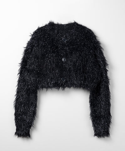 【 ２color 】ラメシャギーショートニットカーディガン ／ rame shaggy short knit cardigan