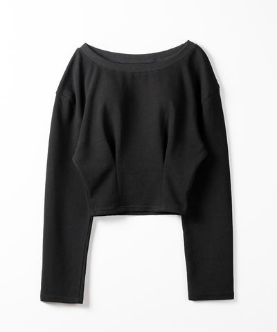 【 2color 】オフショルダーショートスウェットライクトップス ／ off shoulder short sweat like tops