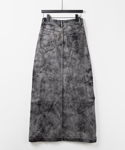 【 ３SIZE 】クラッシュブリーチセンタースリットカーゴデニムスカート ／ crash bleach center slit cargo denim skirt