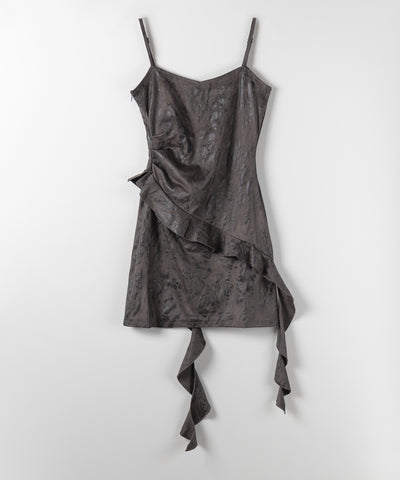【 ２color 】ヴィンテージスエードアシンメトリーフリルキャミワンピース ／ vintage suede asymmetry frill cami onepiece