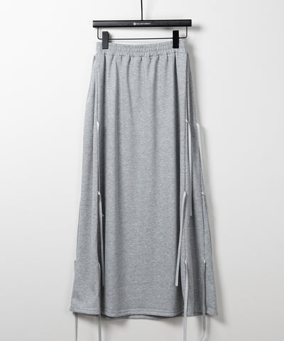 【 ２color 】３ストラップサイドリボンロングスウェットスカート／ three strap side ribbon long sweat skirt