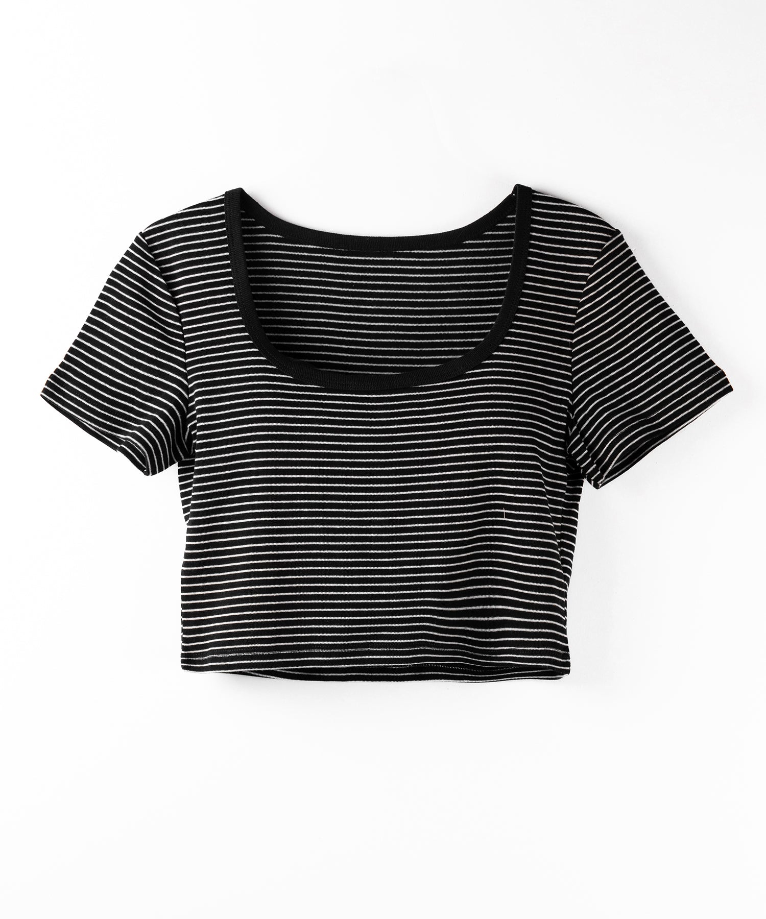 【 ２color 】ピンボーダースクエアネックショートＴシャツ ／ pin border square neck short T-shirt