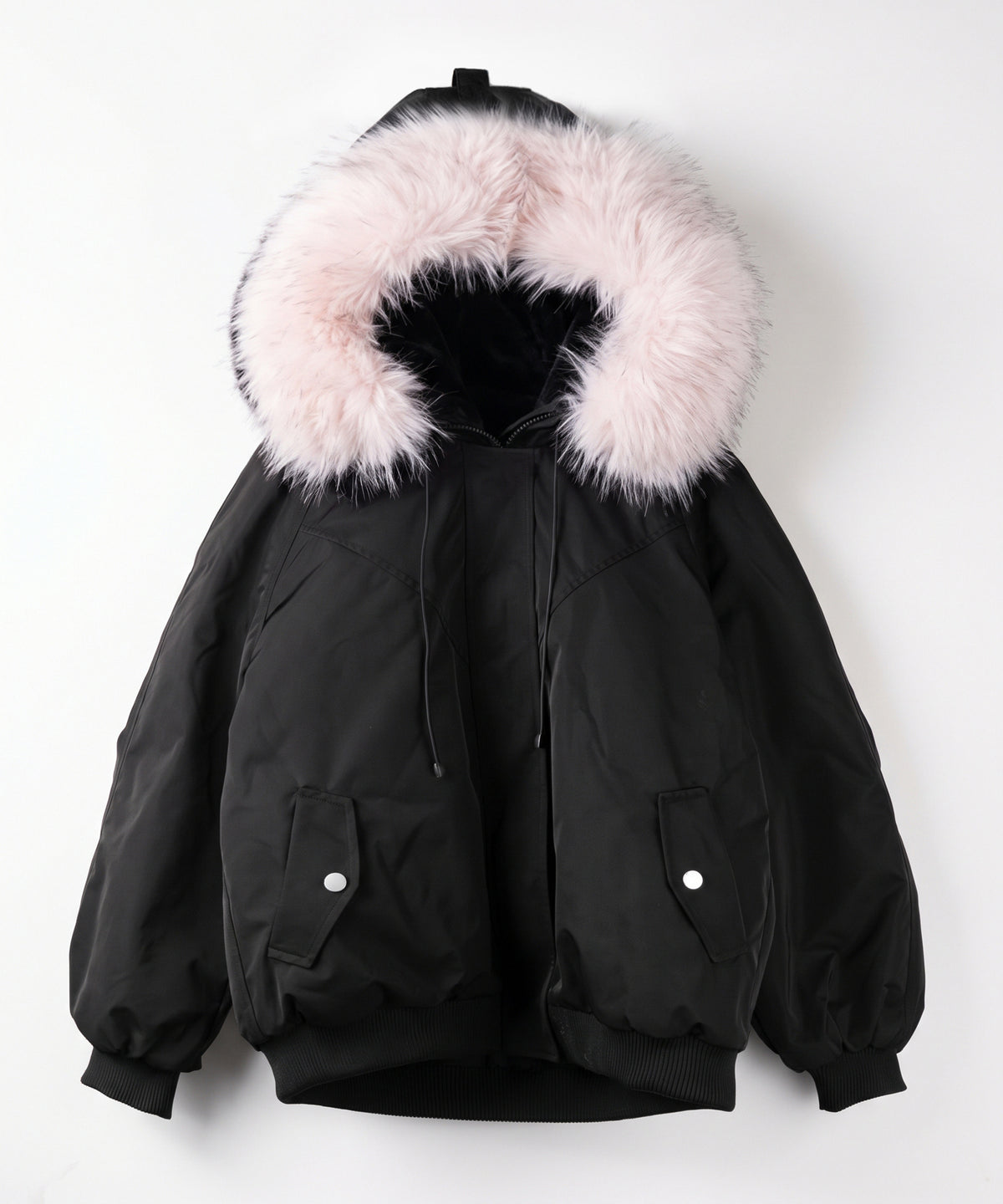 【 大人気につき新色追加！ 】フェイクファーフーディビッグ中綿ジャケット ／ fake fur hoodie big fake down jacket