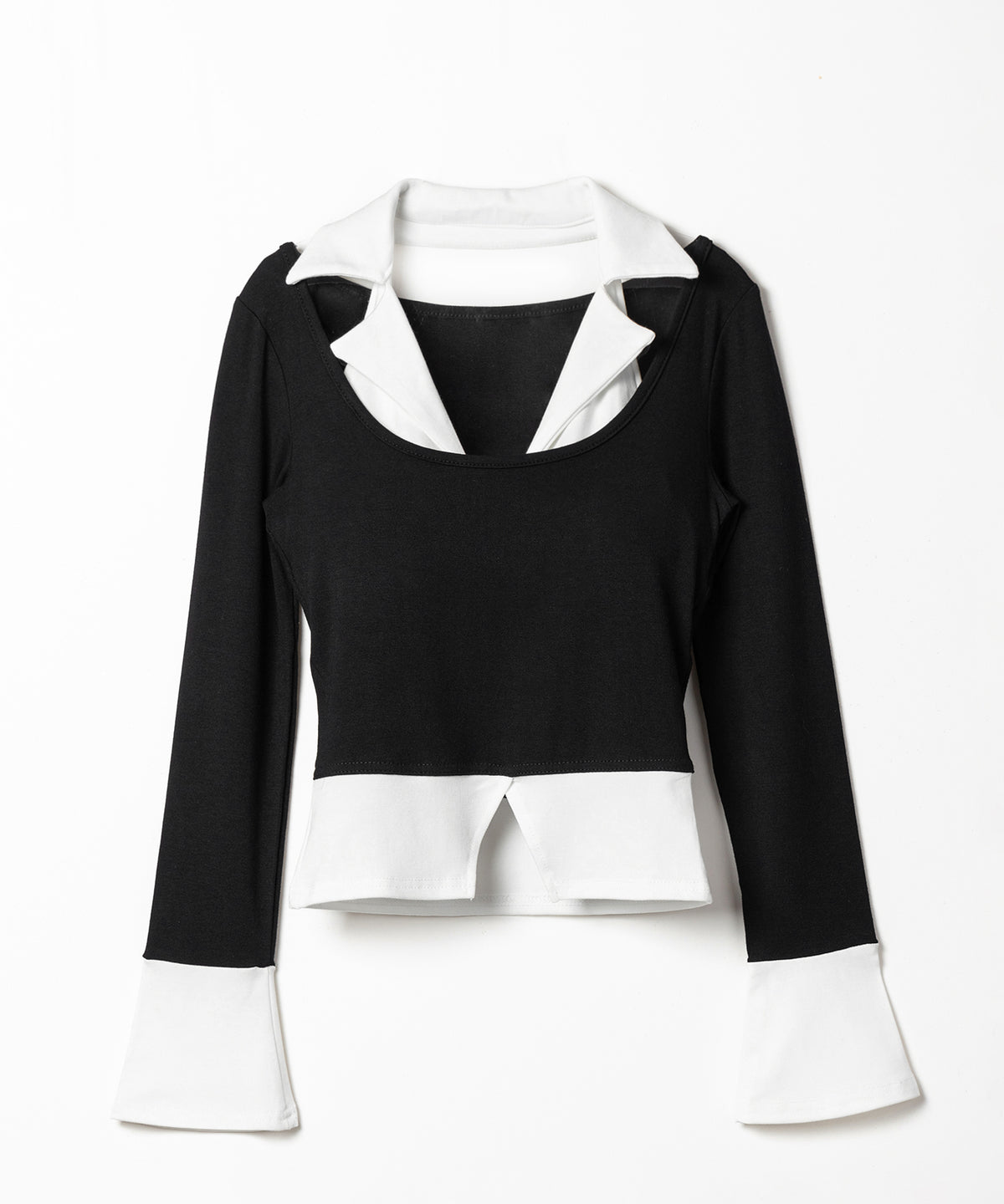 カットアウトフェイクレイヤード長袖Ｔシャツ ／ shirts like cutout fake layered long sleeve T-Shirt