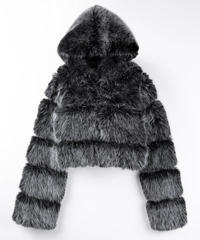 フェイクファーフーディショートコート ／ fake fur hoodie short coat