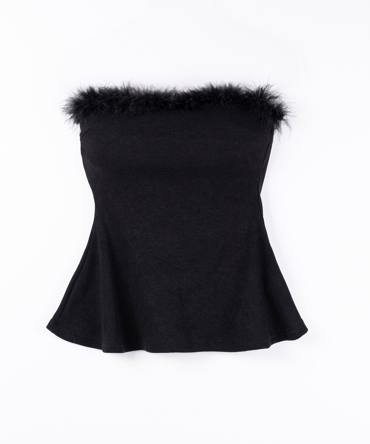 フェイクファーペプラムベアトップス / fake fur peplum bare tops