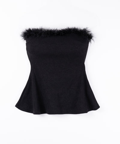 フェイクファーペプラムベアトップス / fake fur peplum bare tops