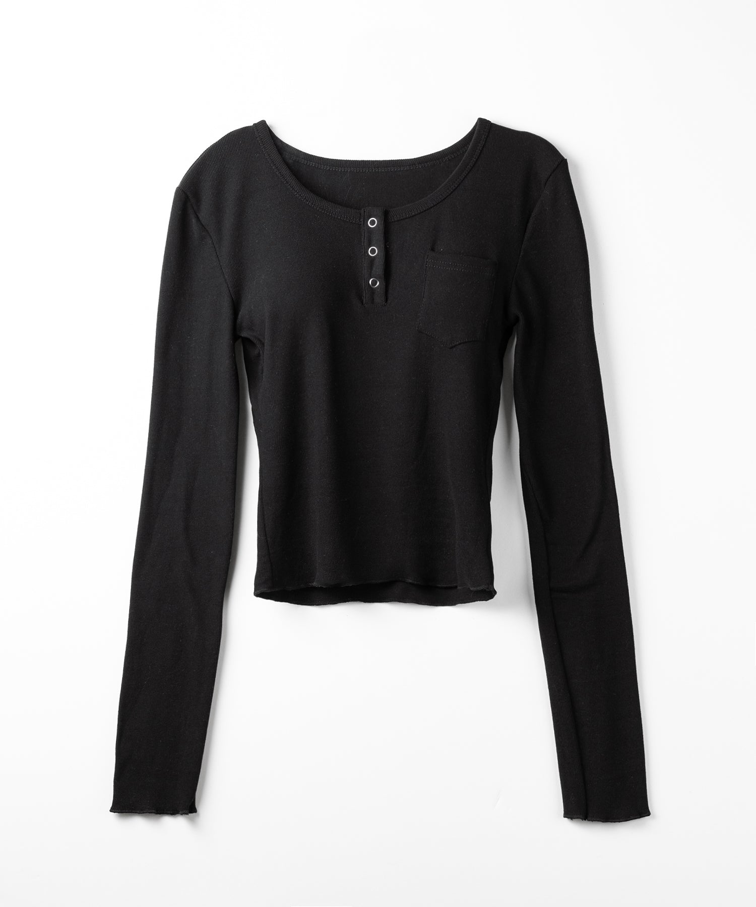 裏起毛ヘンリーネックスリムトップス ／ urakimo henry neck slim tops