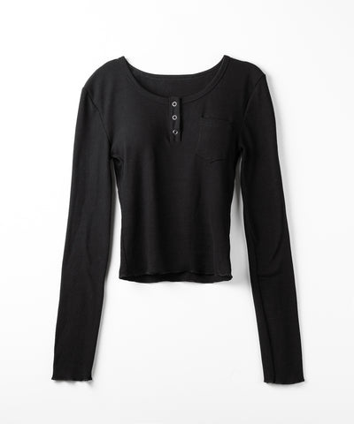 裏起毛ヘンリーネックスリムトップス ／ urakimo henry neck slim tops