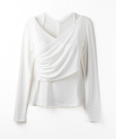 【 ２点セット 】Y-ストラップスリムギャザーレイヤードトップス ／ Y-strap slim gather layered tops