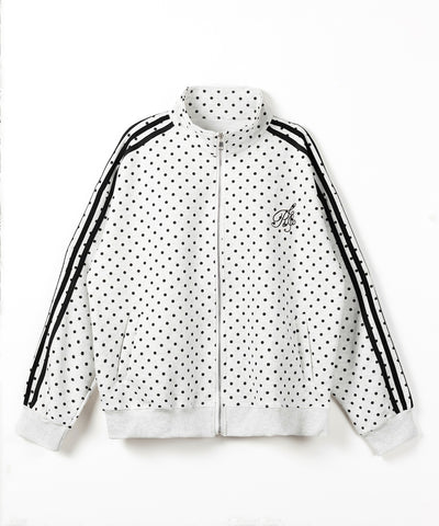 胸ロゴ刺繍ドットラインオーバースウェットブルゾン ／ chest logo embroidery side dot line over sweat blouson
