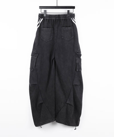 【 裾絞り可能２WAY 】ピグメントヴィンテージサイドラインタックワイドスウェットパンツ ／ pigment vintage sideline tuck wide sweatpants
