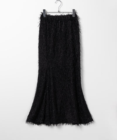 シャギーフリンジロングマーメイドスカート ／shaggy fringe long mermaid skirt