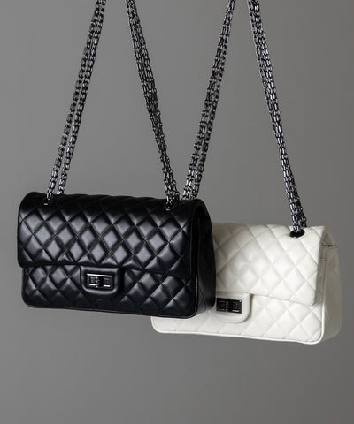 【 ２color 】キルティングチェーンスクエアショルダーバッグ ／ quilting chain square shoulder bag