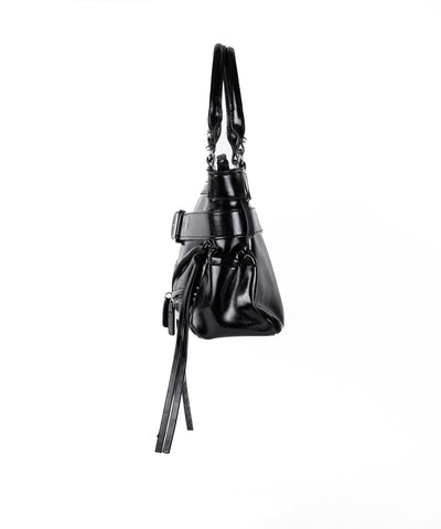 【ショルダーにできる2WAY】 ベルテッドダブルジップポケットショルダーバッグ／ belted double zip pocket shoulder bag
