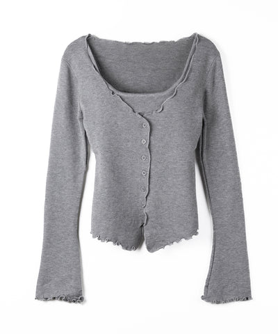 レイヤード風メロースリムニットカーディガン ／ layered mellow slim knit cardigan
