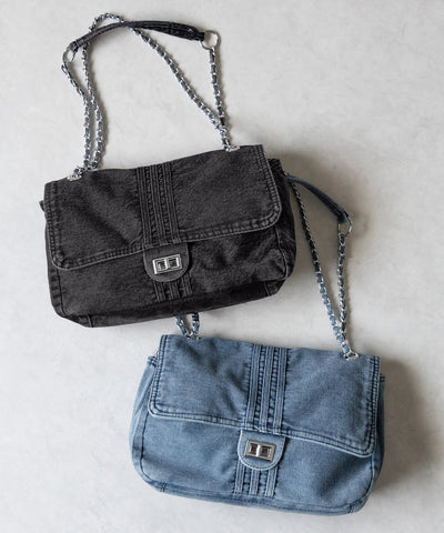 【 ２color 】センターラインウォッシュデニムショルダーバッグ ／ centerline washed denim shoulder bag