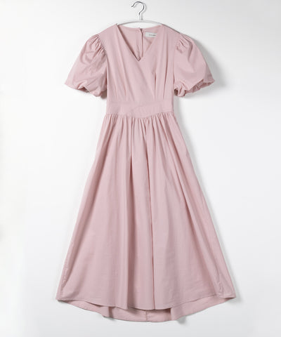 【 5COLOR 】ボリュームスリーブカットアウトバックリボンワンピース