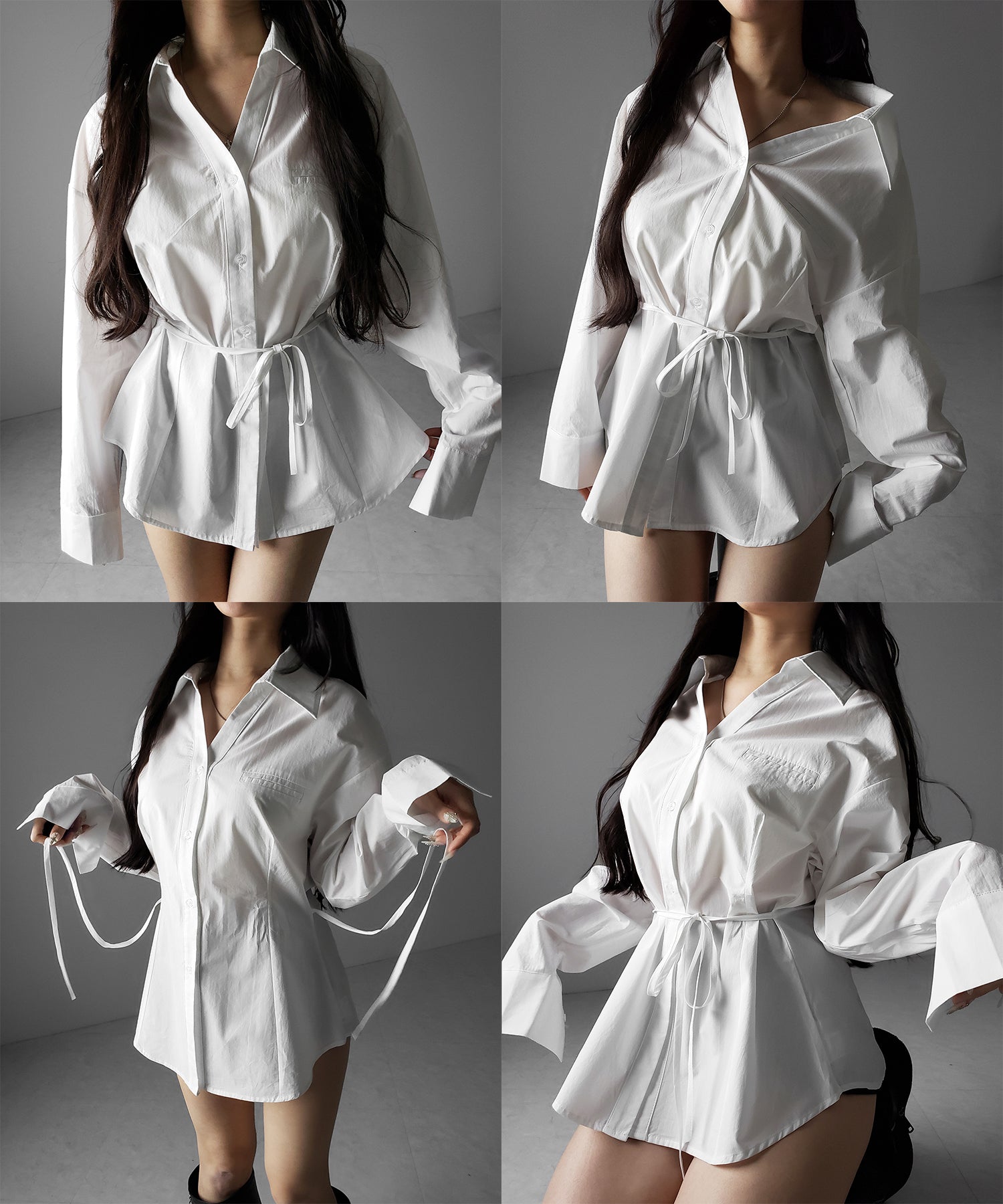 ストラップリボンレディフレアシャツ ／ strap ribbon lady flare shirts